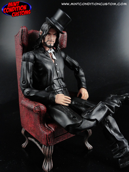 Custom Aurelio Voltaire Action Figure Enjoying a Drink